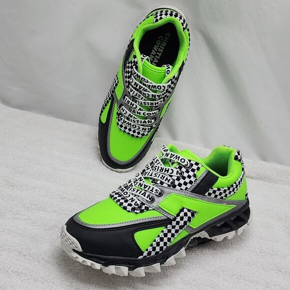 ASOS DESIGN × CHRISTIAN COWAN CHUNKY TRAINERS LADIES 6 NEON GREEN REFLECTIVE - Picture 7 of 16